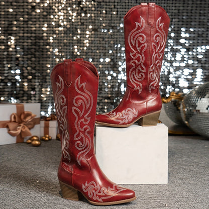 Damen Westernstiefel mit Stickerei | Braune Cowboystiefel