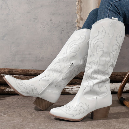 Damen Westernstiefel mit Stickerei | Braune Cowboystiefel