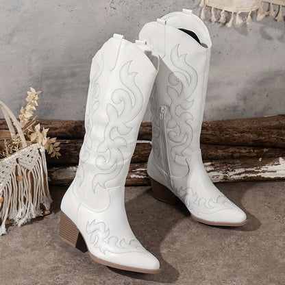 Damen Westernstiefel mit Stickerei | Braune Cowboystiefel