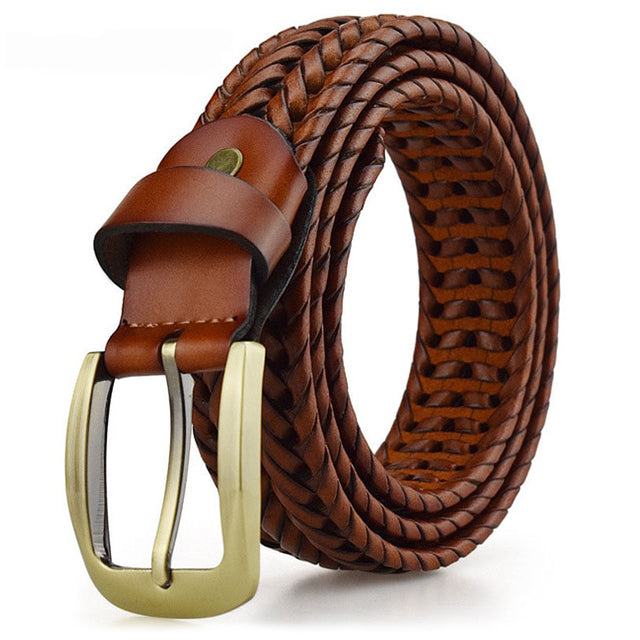 Geflochtener Gürtel für Herren, Braun mit klassischer Schnalle