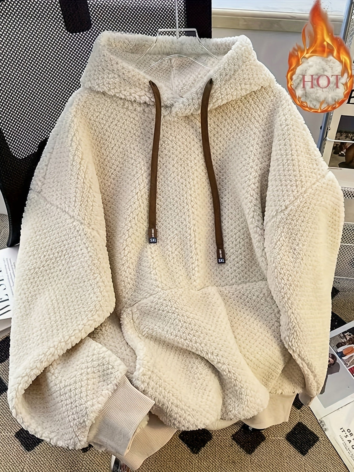 Kuscheliger Hoodie mit Kapuze und Kängurutasche – Weicher Teddy-Look