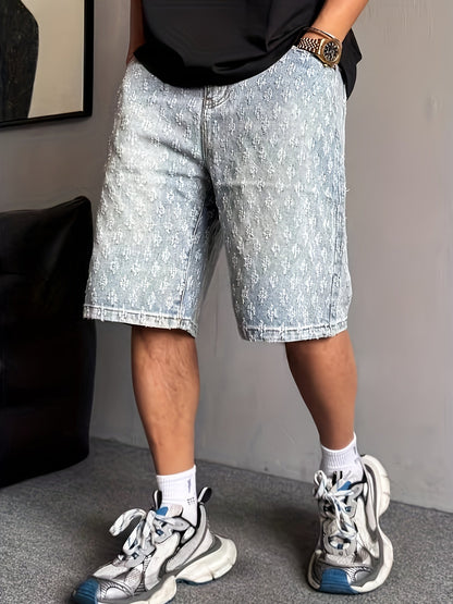 Herren Streetwear Denim Shorts im angesagten 3D-Blumen-Design – Lässige Bermudas für Alltag & Freizeit