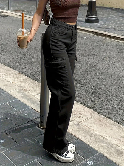 Damen Cargo Hose mit weitem Bein und Taschen – Modischer Freizeitstil für Alltag und Urlaub