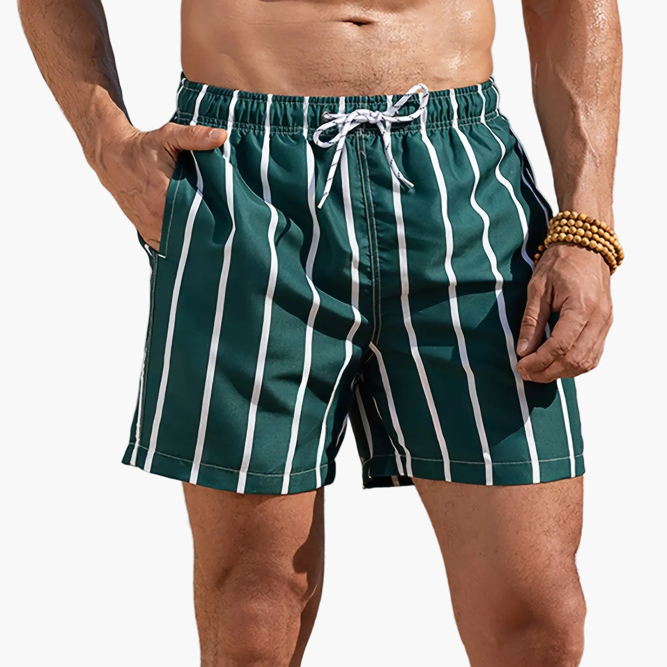 Herren Badehose mit vertikalen Streifen – Stilvolle Badeshorts für Strand und Pool, Freizeit-Look