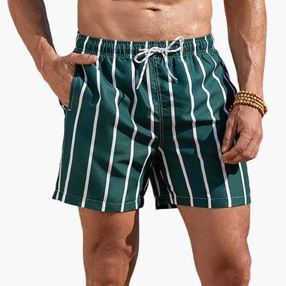 Herren Badehose mit vertikalen Streifen – Stilvolle Badeshorts für Strand und Pool, Freizeit-Look