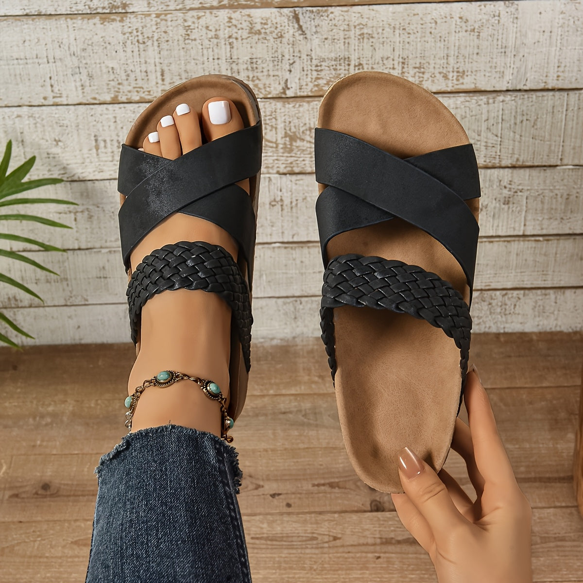 Damen Plateau-Sandalen mit Flecht- und Kreuzriemen – Modische Sommerschuhe für Alltag und Urlaub