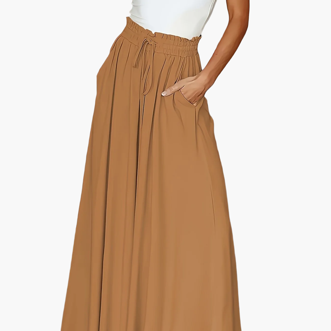 Damen Weite Bein Palazzo Hose mit Hohem Bund und Kordelzug – Eleganter Sommerlook für Freizeit und Alltag