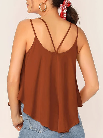 Damen Spaghettiträger Top mit lockerem Schnitt und modernem Design