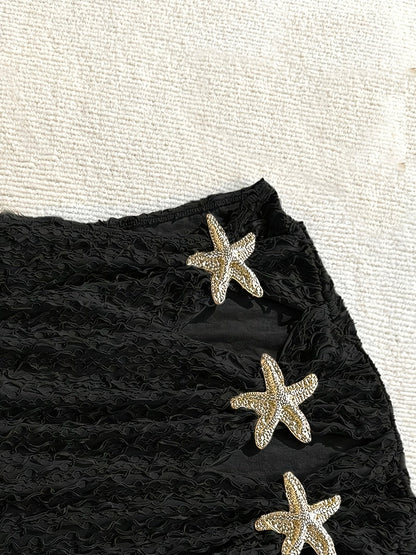 Damen Mini-Strandrock mit Seestern-Dekor und Cut-Outs – Modischer Beach-Look