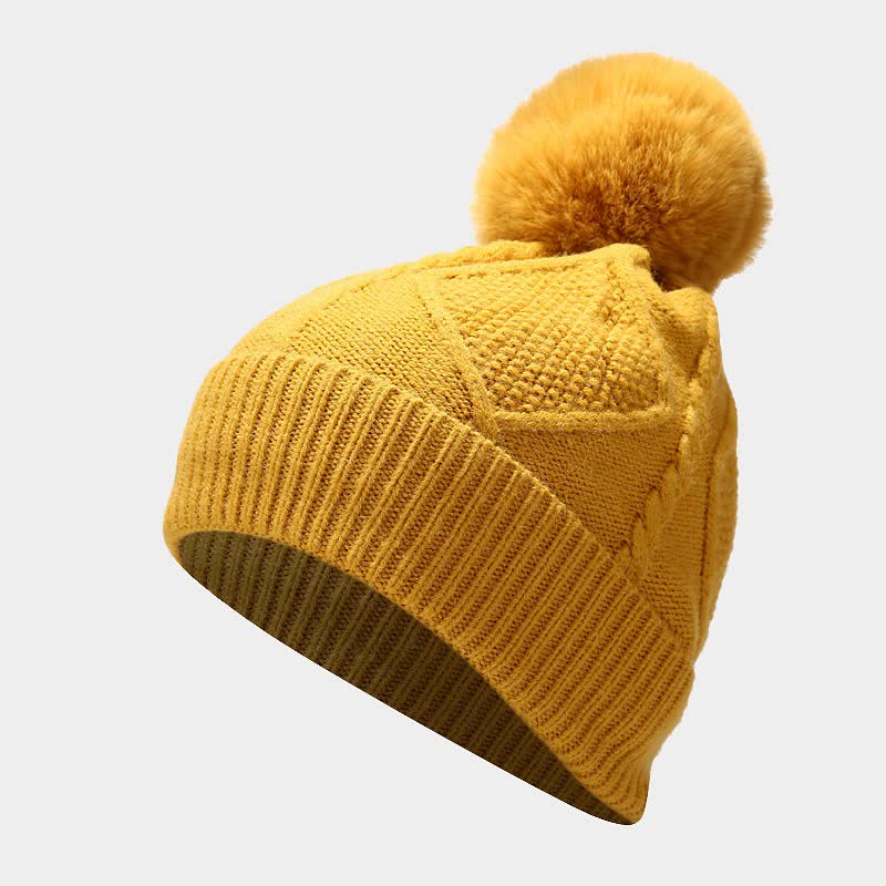 Strickmütze Schal Handschuhe Set mit Bommel und Touchscreen-Funktion