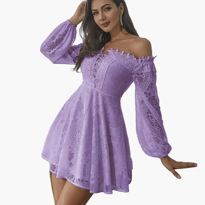 Damen Off-Shoulder Spitzenkleid Elegant für besondere Anlässe