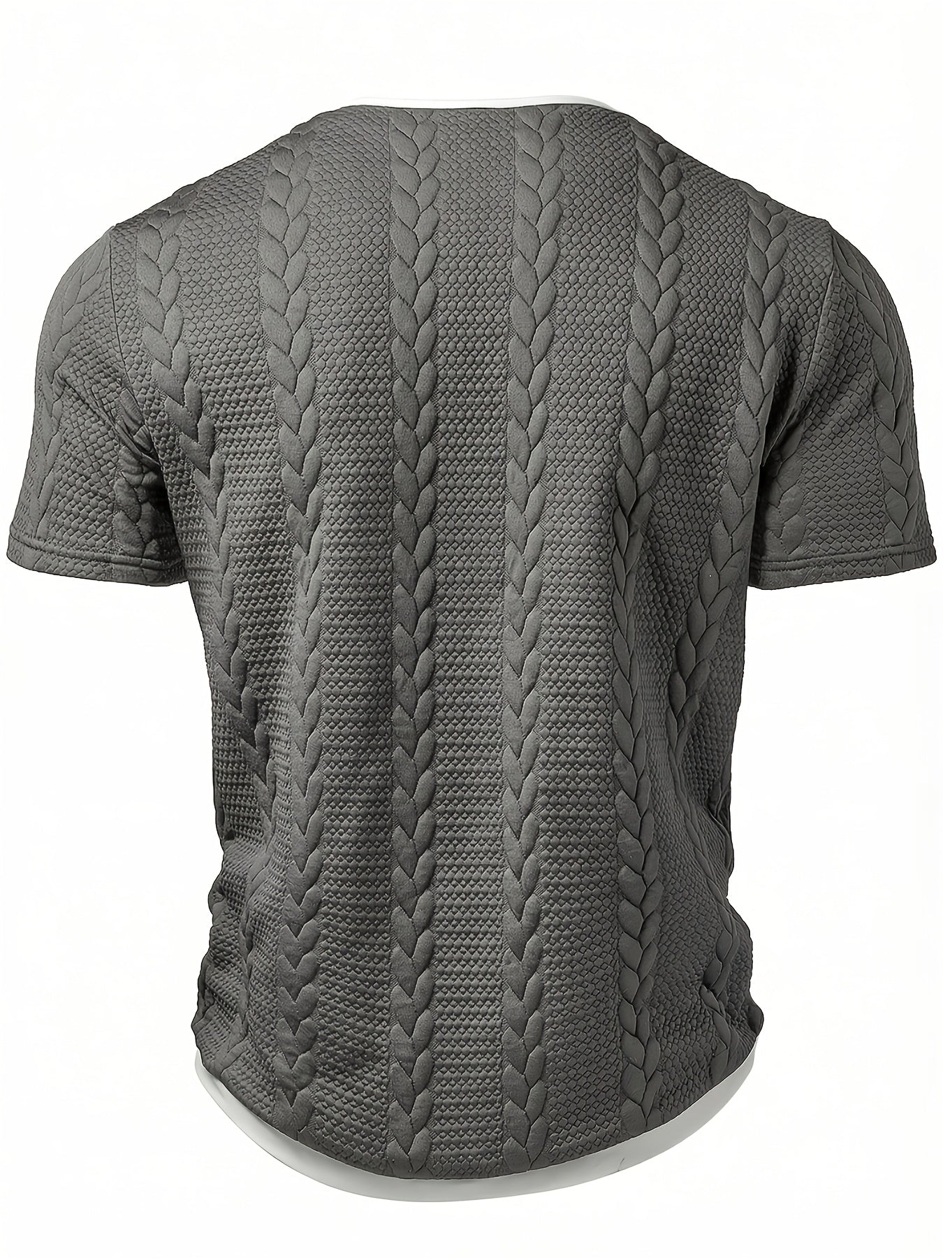 Herren Strick-T-Shirt im Casual Stil mit Zopfmuster – Kurzarm, Modernes Freizeitshirt für Alltag und Wochenende