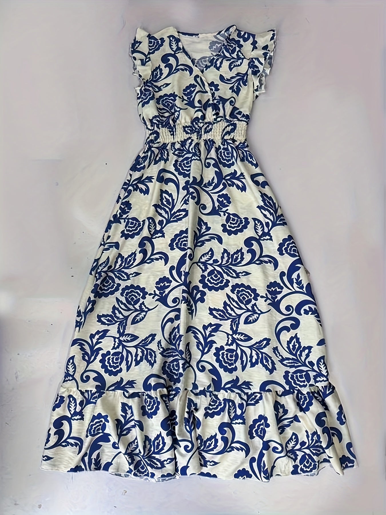 Damen Elegantes Maxikleid mit Volantärmeln und Schmeichelnder Taille – Perfekt für Sommer und besondere Anlässe