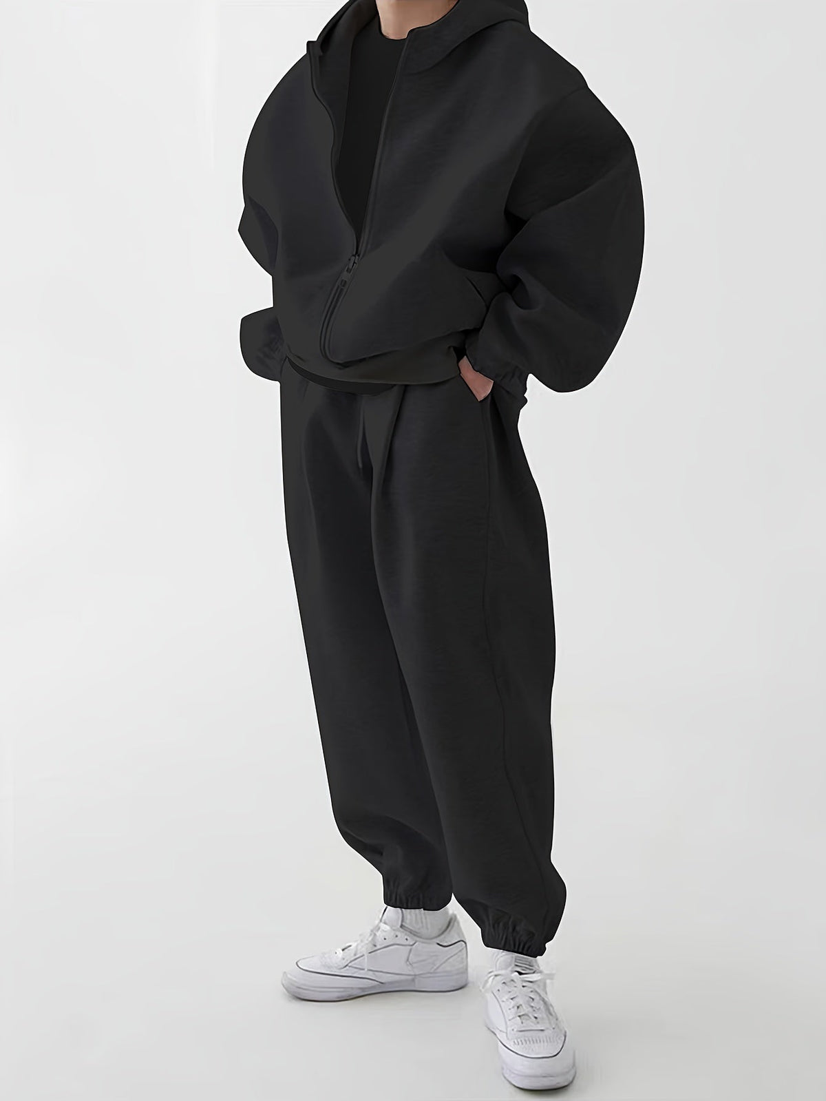 Unisex Trainingsanzug Set mit Reißverschluss Kapuzenjacke und Jogginghose