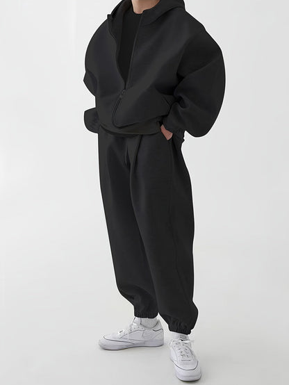 Unisex Trainingsanzug Set mit Reißverschluss Kapuzenjacke und Jogginghose