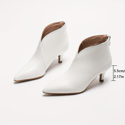Damen Stiefelette mit Kitten-Heel-Absatz Spitz zulaufend Reißverschluss hinten