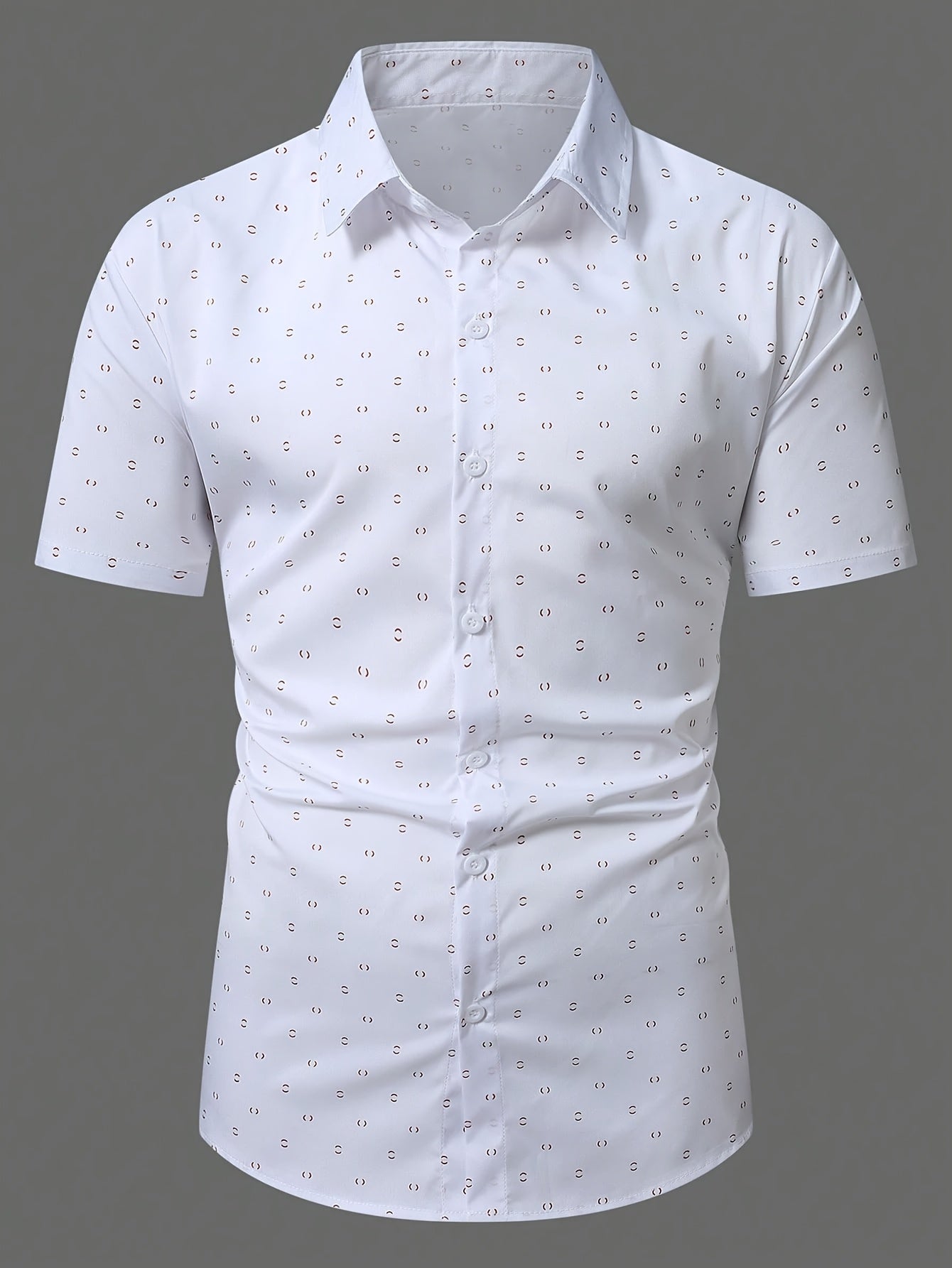 Herren Kurzarm Business-Freizeithemd mit modernem Minimal-Print – Stilvoll für Büro & Alltag