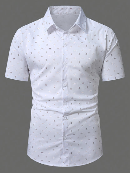 Herren Kurzarm Business-Freizeithemd mit modernem Minimal-Print – Stilvoll für Büro & Alltag