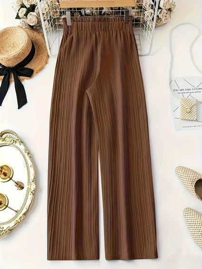 Damen Elegante Weitbein-Hose mit Schleife und Plissee – Perfekt für Freizeit und Büro