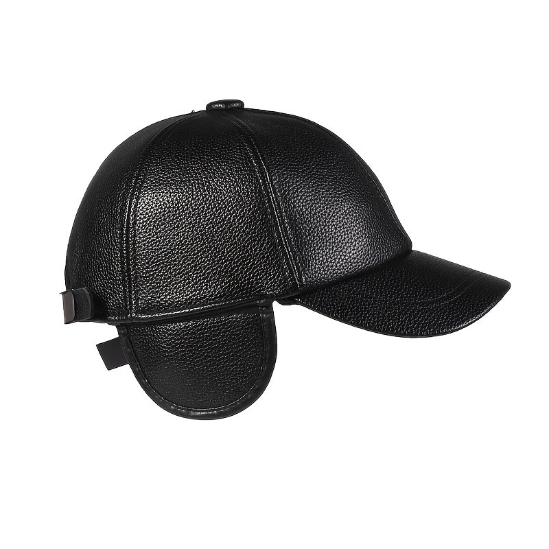 Schwarze Mütze mit Ohrenklappen Baseball-Kappen-Stil Strukturierte Oberfläche