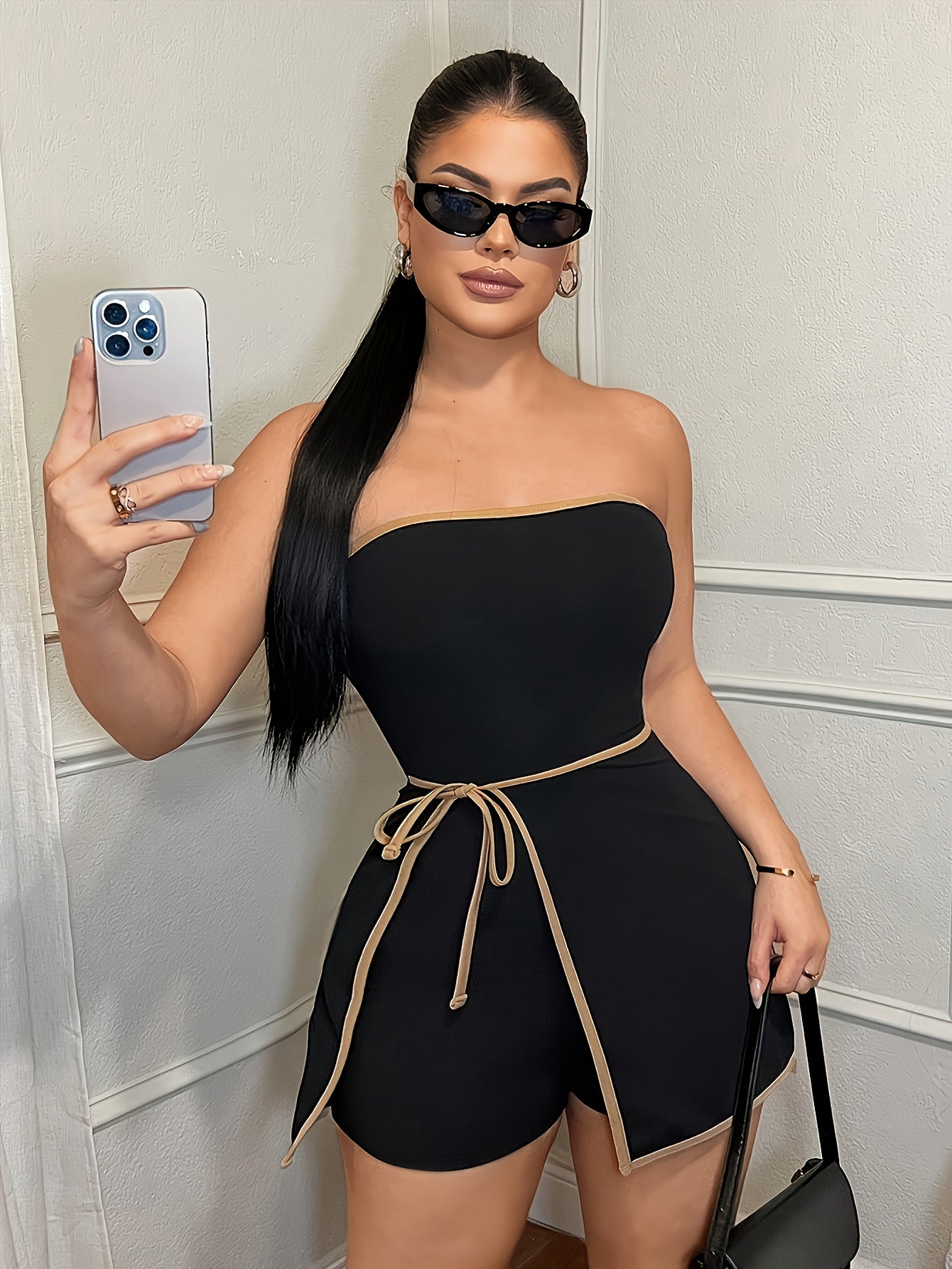 Damen Jumpsuit Bandeau Stil Elegant für Abend und Party