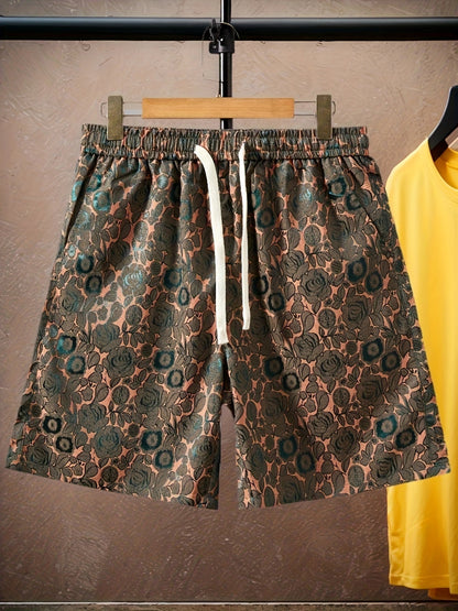 Herren Premium Jacquard-Shorts mit Rosenmuster – Modische Freizeithose für stilbewusste Looks