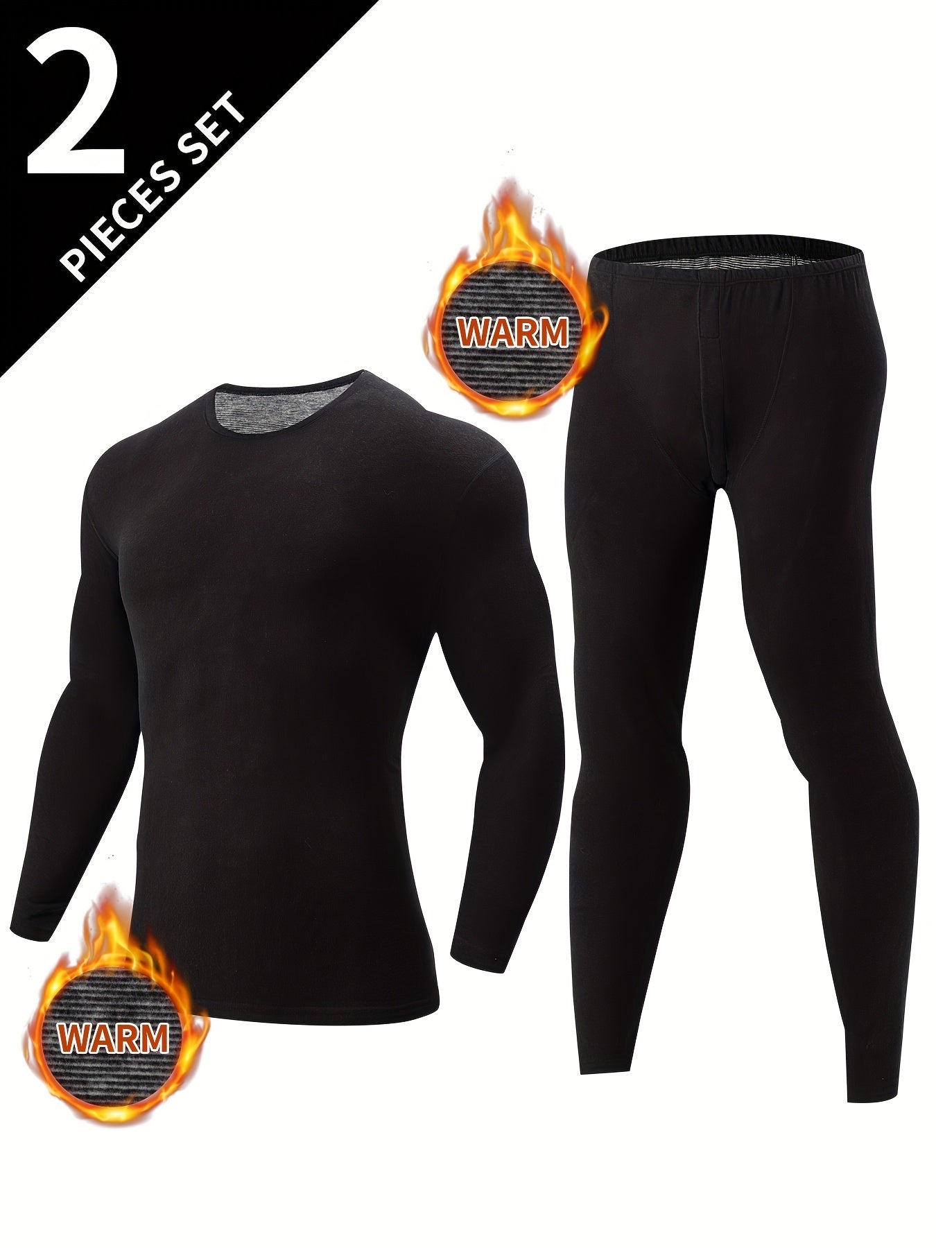 Thermo Unterwäsche Set Herren 2-teilig Langarmshirt & lange Unterhose Basic Warm