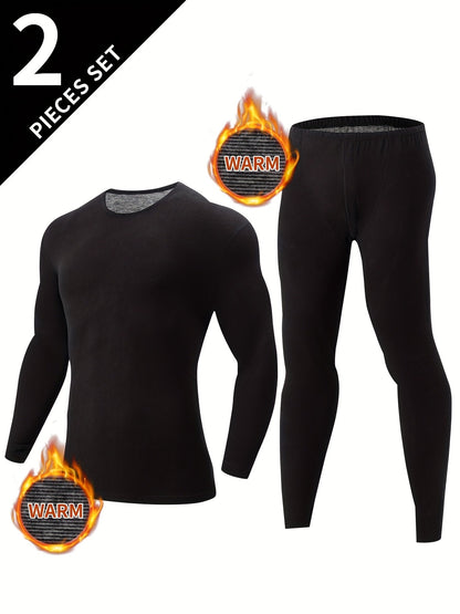 Thermo Unterwäsche Set Herren 2-teilig Langarmshirt & lange Unterhose Basic Warm