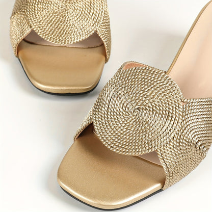 Damen Elegante Blockabsatz-Sandalen zum Hineinschlüpfen – Perfekt für Sommer und besondere Anlässe