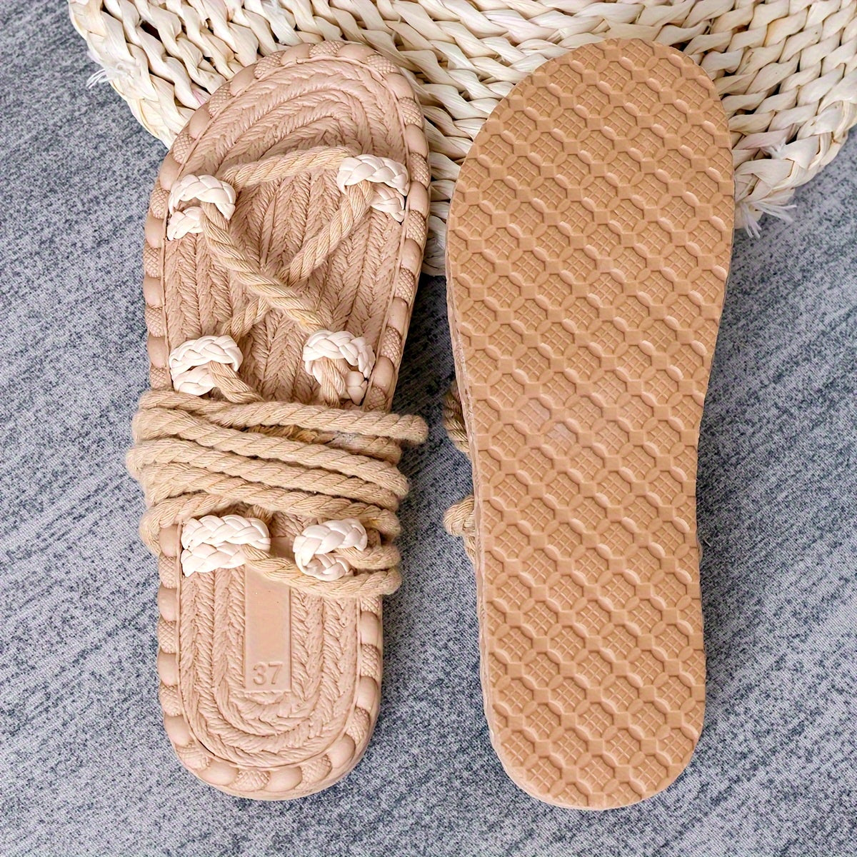 Damen Boho Flache Wickel-Sandalen für Freizeit und Urlaub