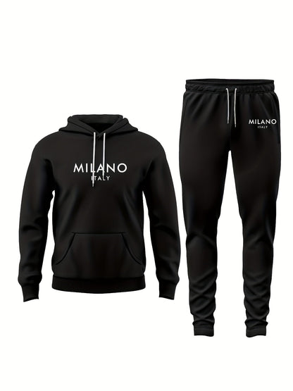 Herren Milano Italy Freizeit Jogginganzug Set – Hoodie & Jogginghose im modernen Streetwear Look