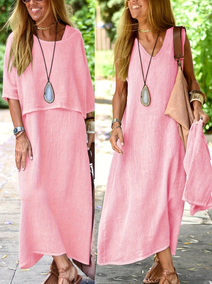 Damen Zweiteiliges Maxikleid Set Casual Sommer Boho Stil