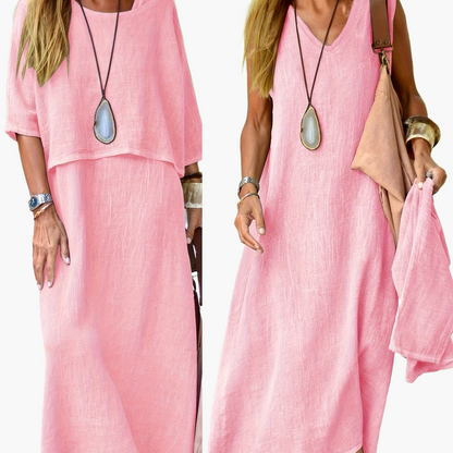 Damen Zweiteiliges Maxikleid Set Casual Sommer Boho Stil