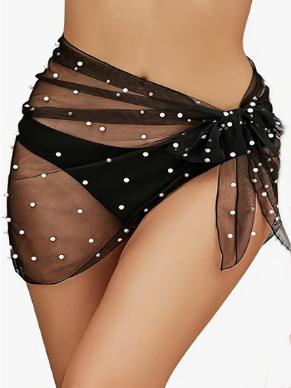 Damen Strand Pareo mit Perlenverzierung – Elegante Badebekleidung Cover-Up