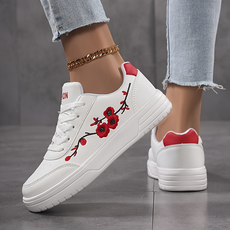 Damen Sneaker mit Blumenstickerei und modischem Design – Alltag & Freizeit