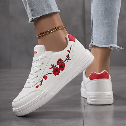 Damen Sneaker mit Blumenstickerei und modischem Design – Alltag & Freizeit