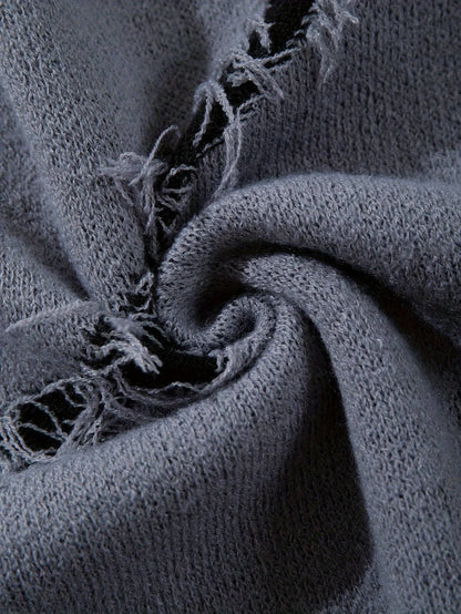 Unisex Pullover mit Riss-Details und Rundhalsausschnitt in Distressed-Optik