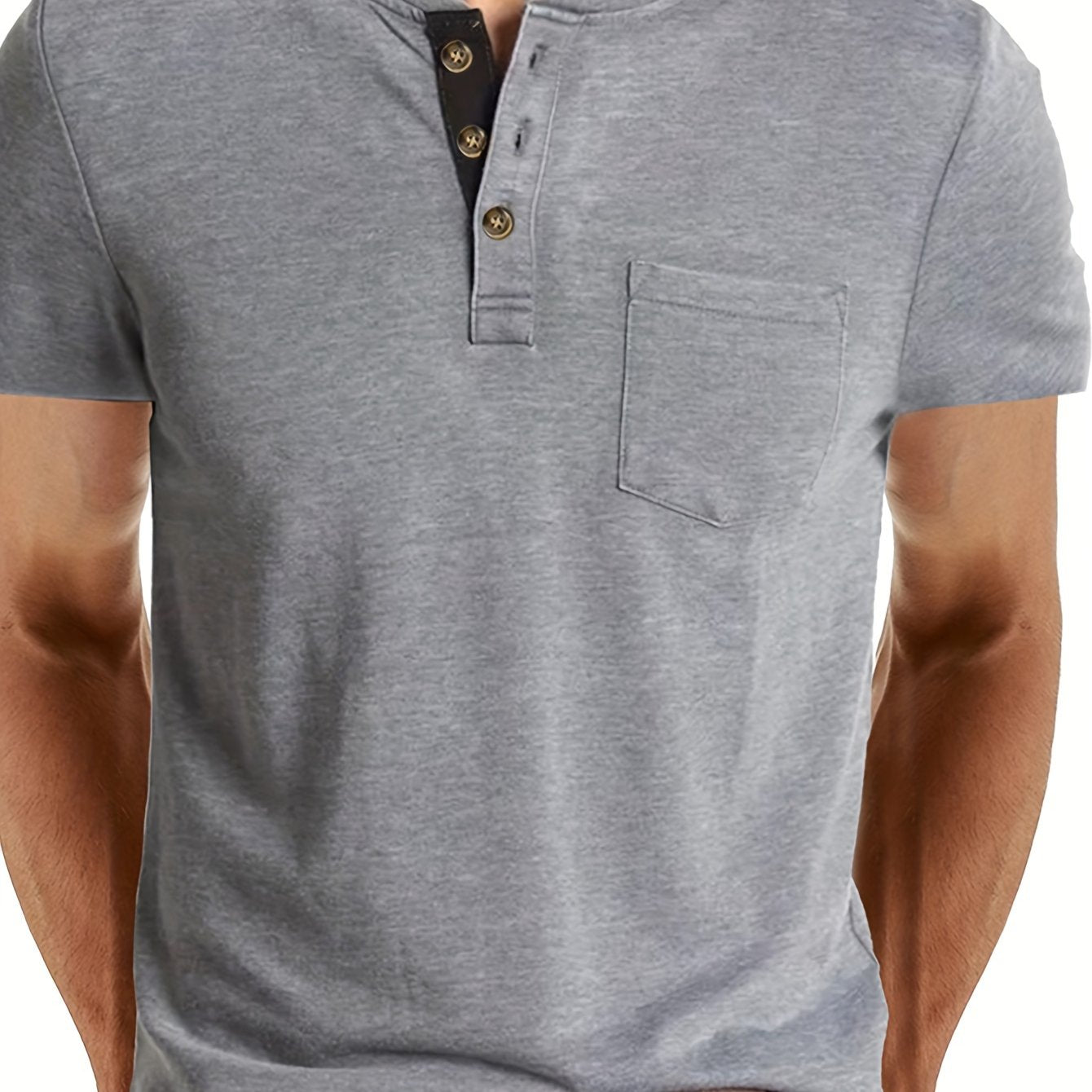 Herren Henley T-Shirt mit Knopfleiste und Brusttasche – Freizeitstil für Alltag und Wochenende