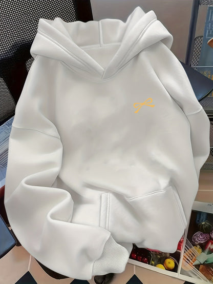 Damen Oversized Hoodie mit Schleifen-Stickerei – Lässiger Pullover für Alltag und Freizeit