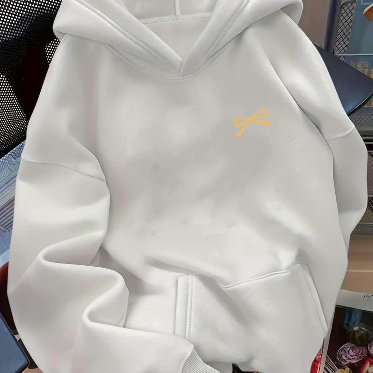 Damen Oversized Hoodie mit Schleifen-Stickerei – Lässiger Pullover für Alltag und Freizeit