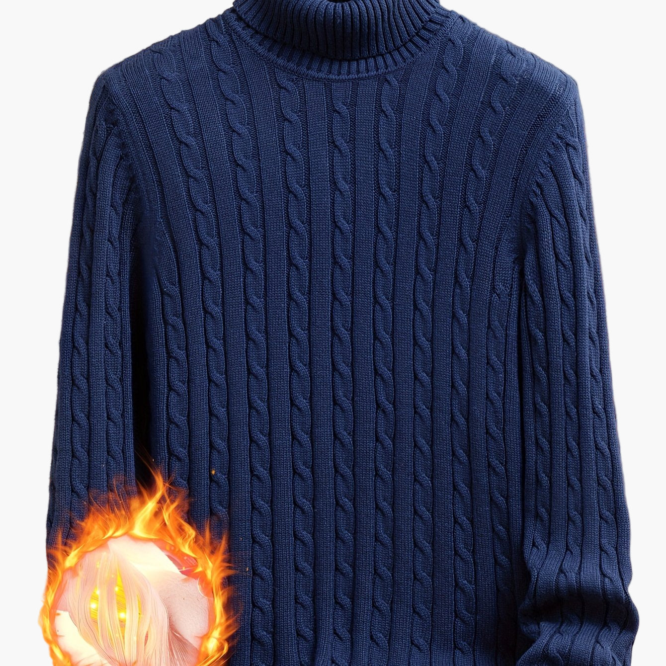 Herren Strickpullover mit Zopfmuster – Rollkragen, stilvoll & bequem, ideal für Freizeit und Alltag