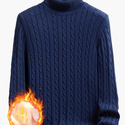 Herren Strickpullover mit Zopfmuster – Rollkragen, stilvoll & bequem, ideal für Freizeit und Alltag