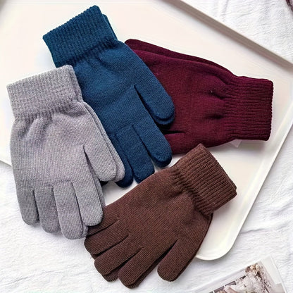 Unisex Strickhandschuhe Warme Fingerhandschuhe Gerippte Bündchen