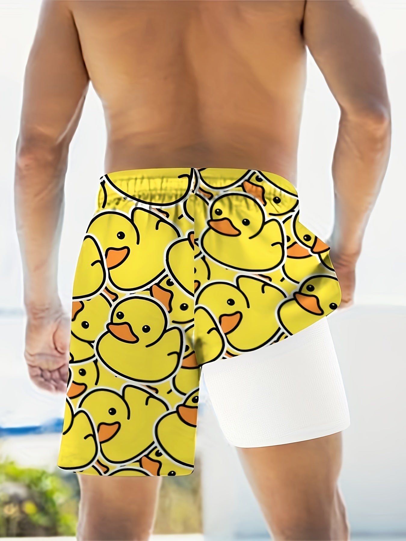 Herren Badeshorts mit Gummienten-Print – Lustige Badehose für Freizeit & Strand