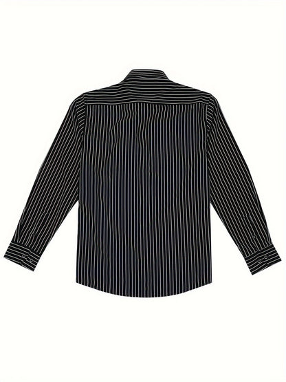 Herren Business-Freizeithemd mit modischen Streifen – Slim Fit, ideal für Büro und Alltag