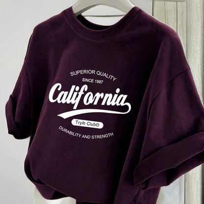 Damen Oversize Graphic T-Shirt California Casual Streetwear