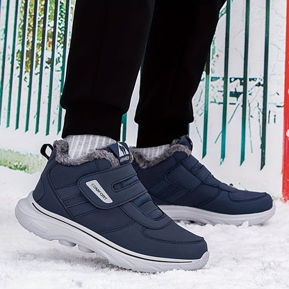 Unisex Winterstiefel mit Klettverschluss Fütterung Warm Schneestiefel Outdoor