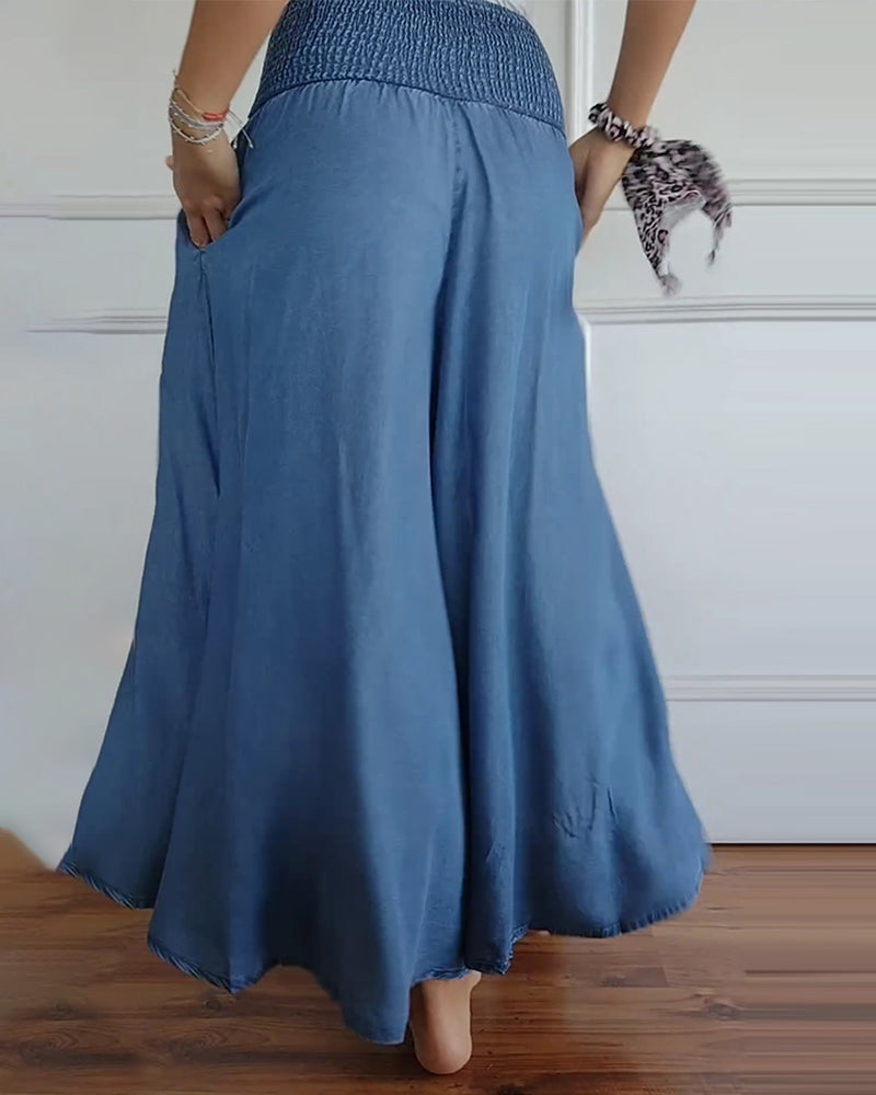 Damen Weite-Hose mit hohem Bund – Lässige elegante Freizeithose, bequemer Alltagsstil