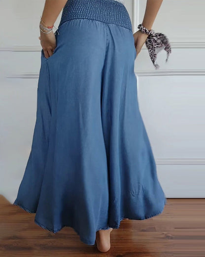 Damen Weite-Hose mit hohem Bund – Lässige elegante Freizeithose, bequemer Alltagsstil