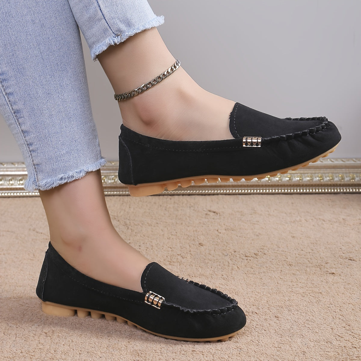 Damen Mokassins Bequeme Slipper für Alltag und Freizeit